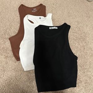 Three high neck crop tops